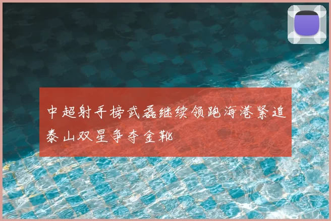 中超射手榜武磊继续领跑海港紧追泰山双星争夺金靴